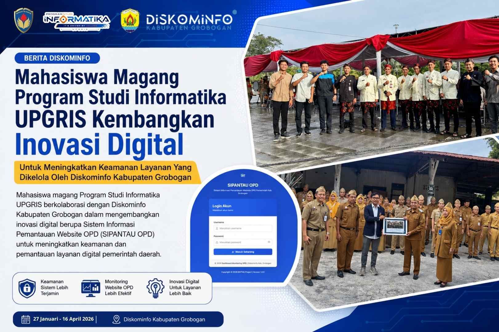 Mahasiswa Magang Program Studi Informatika UPGRIS Kembangkan Inovasi Digital Untuk Meningkatkan Keamanan Layanan Yang Dikelola Oleh Diskominfo Grobogan