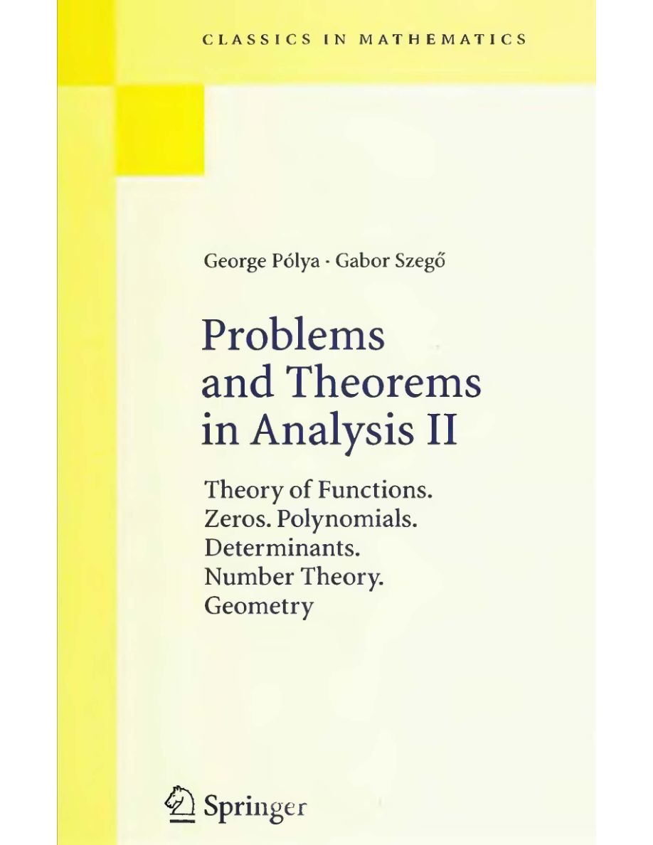 1998 Problems And Theorems In Analysis (George Pólya Gábor Szegő)