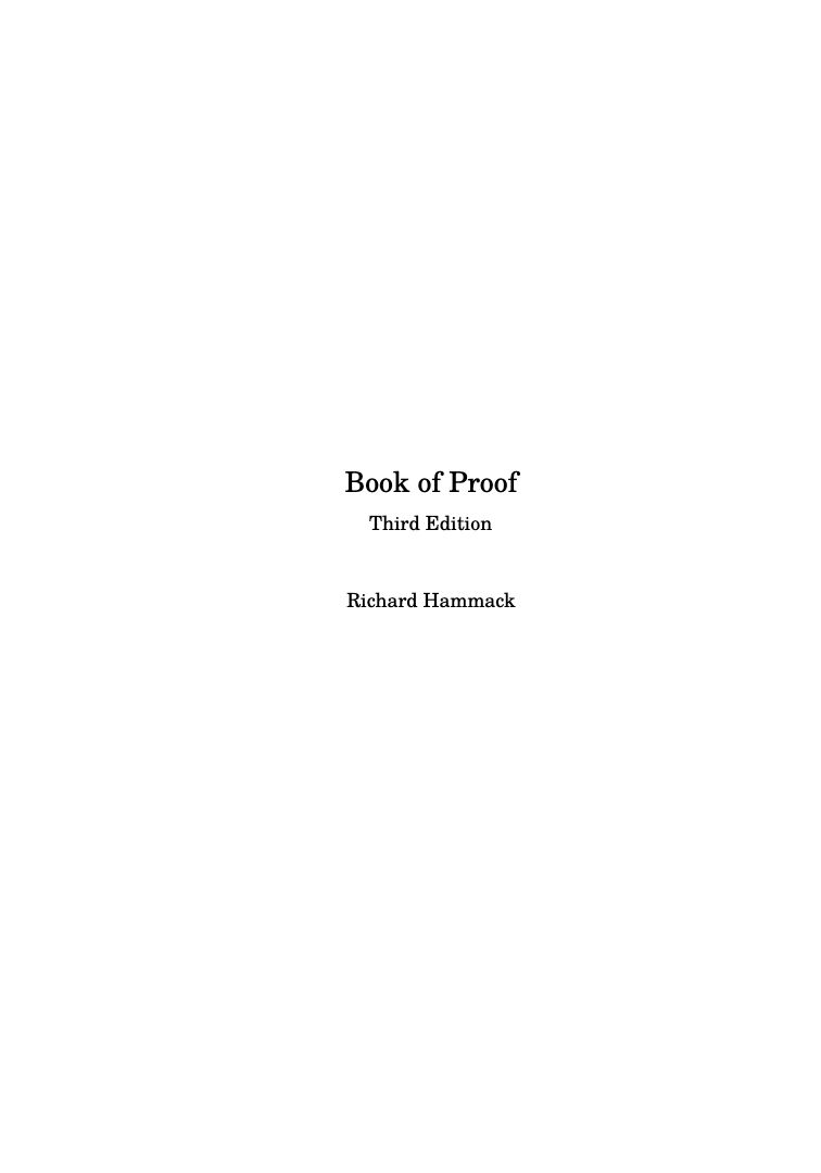2018 Book Of Proof (Richard Hammack)